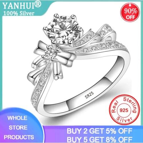Elegant Creative Butterfly Flowers Crystal Finger Wedding Rings for Women 1.0ct Lab Diamond Glamour Ring Silver 925 Jewelry Girl