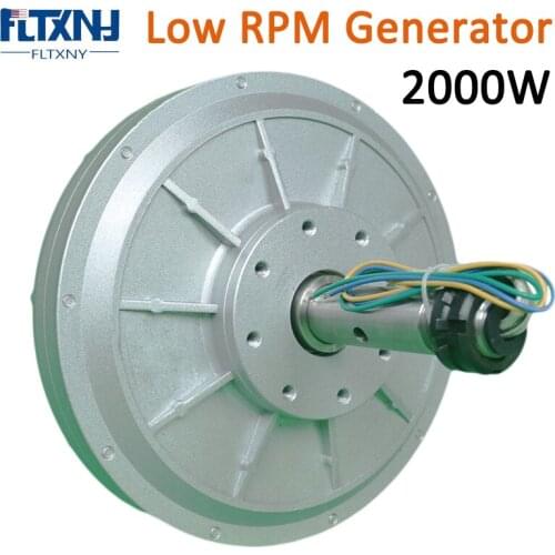 Low Torque Coreless Permanent Magnet Generator 2000W 96V 120V 220V 380V Low RPM 130rpm 180rpm 250rpm 300rpm 2000W Alternator