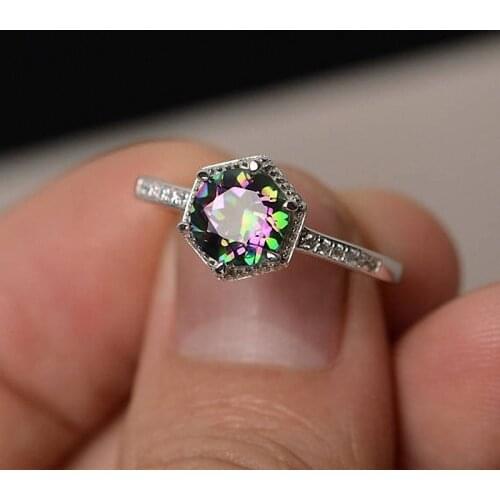 DANS ELEMENT Ring For Women Girls Luxury Style Rainbow Six Claws Multi Stone Cubic Zirconia Gifts Fashion Jewelry DEKCR537