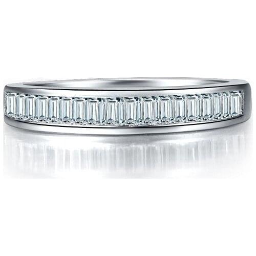 Solid 18K White Gold Wedding Band Ring Female Women Band Ring Romantic Xmas Jewelry Gift for Her