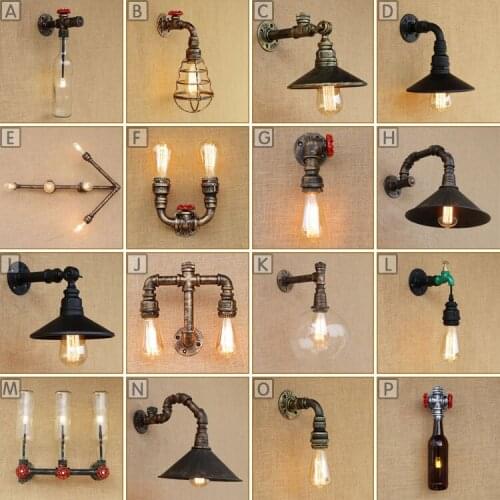 Collection 05] iron restaurant personality bedroom study clothing shop American style nostalgic water pipe wall lamp