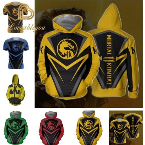 Mortal Kombat X Sub-Zero Scorpion T-shirt Cosplay Costume Men Women Zip-up Hoodies Sweatshirts Mortal Kombat Hoodies Jackets