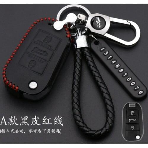 3 Button leather Car Key Case for Peugeot 3008 208 308 508 408 2008 Protector Cover Holder Skin Car Accessories