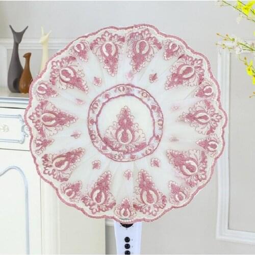 High-grade embroidery lace Fan Guard Circle Dust Cover For Household Protection Cap Dustproof Fan Cover Round Home HK075