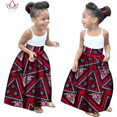 Summer Children African Clothes Customized Girl Fashion Long Skirt African Dashiki Print Clothing Girl Skirt Causal Party WYT34