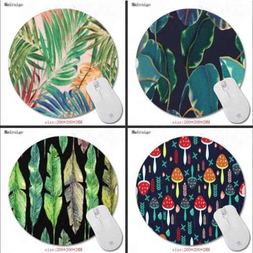 Mairuige Green Direct Sale Leaves Pattern Colorful Soft Durable Gaming Optical Computer Mouse Mat Anti-slip Pad 200x200mm