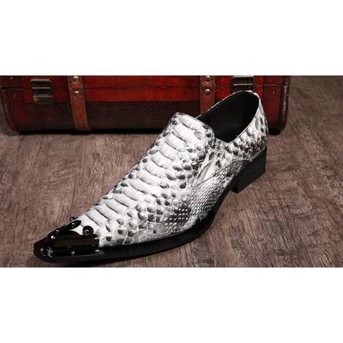 New Arrival 2017 Men Dress Shoes Luxury Flats High Quality Snake Pattern Formal Business snakeskin Party Wedding Shoes Size 46