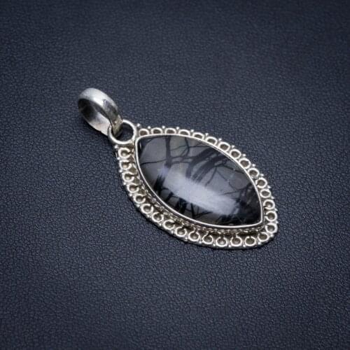 Natural Picasso Jasper Punk Style 925 Sterling Silver Pendant 1 1/2" S1189