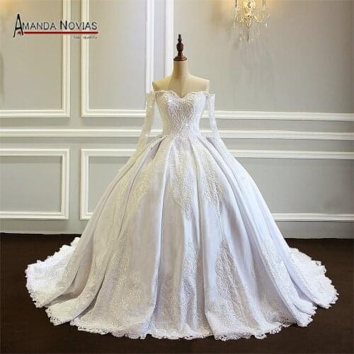 Amanda Novias New long Sleeve Ball Gown Wedding Dress 2020