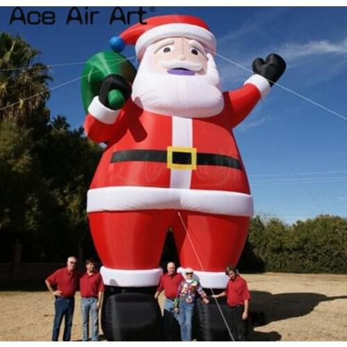 New Year Holiday X-Mas Inflatable Standing And Waving Santa Claus Christmas Decorations With Gift bag Made By Ace Air Art