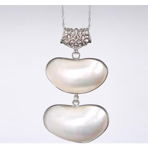 JIUDUO Pure natural shell necklace pendant 925 sterling silver jewelry for lover gift