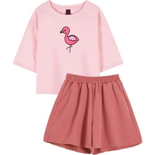 100% Cotton Pyjamas Set Women Short Sleeve Cute Kawaii Printed Pajama Girls Casual Shorts T-Shirt Sleepwear Nightwear Set Femme