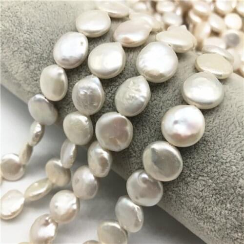 11-12MM Coin Shape 15 '' High Luster Cultured Natural Pearls Freshwater Pearls Necklace Jewelry Making Diy Mothers Day Gift
