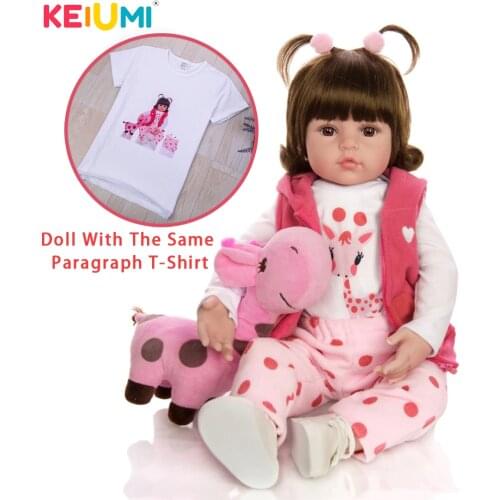 KEIUMI Baby Reborn Real Menina Soft Silicone Reborn Baby Dolls Birthday Gifts Fashion Stuffed Doll Toys With Giraffe Playmate