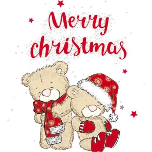 Christmas Cute Beer patches thermal Stickers for kids Clothes Heat Transfer Washable Parches Appliqued Iron-On Transfer Patch T