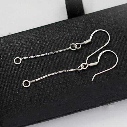 Beadsnice Sterling Silver Earring Accessories Ear Hook with Long Chain Jewelry Findings 39518
