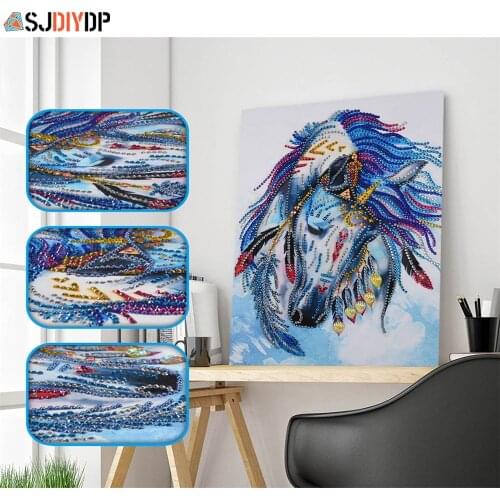 SJDIYDP 5D Diamond Painting Special Shaped House Diamond Mosaic Partial Rhinestone Cross Stitch Kits New Animal Home Decor