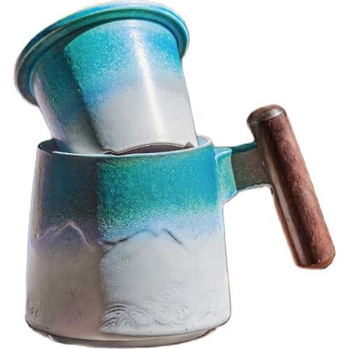 Nordic Ceramic Tea Cup Office Mug with Wood Handle Mugs Coffee Cups White Water Cup Chinese Porcelain Handmade Mug Teaware Gift