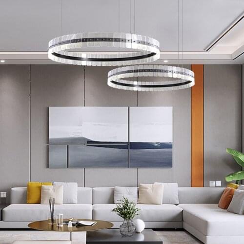 Modern LED Simple Chandelier Lighting Black Acrylic Luxury Creative Hanging Lamp Dining Room Living Room Bedroom Deco Chandelier