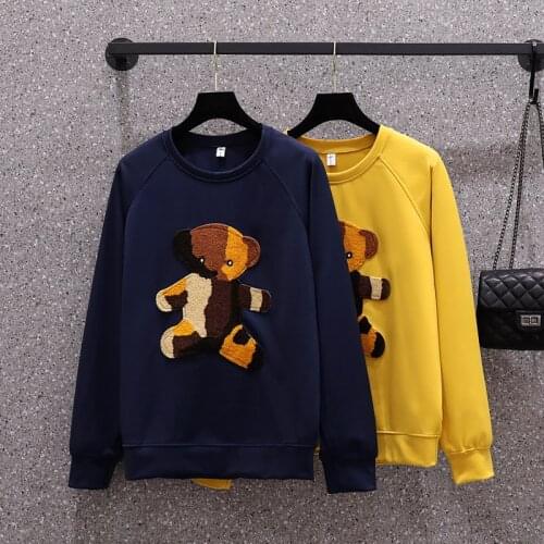 Loose Oversized 4XL Women Hoodies Autumn Winter New Ladies Pullovers Long Sleeve Bear Print Harajuku Sweatshirt Tops KE1770