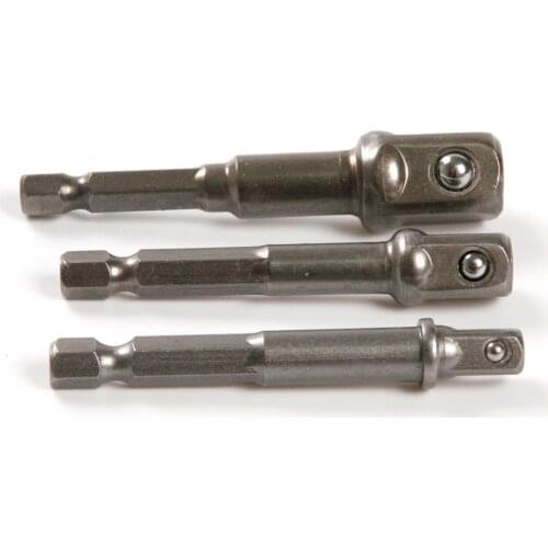 3PCS 1/4 3/8 1/2" Hex Power Drill Bit Driver Socket Bits Adapter Wrench Sleeve Extension Bar For Electric Screwdriver Bits Tool