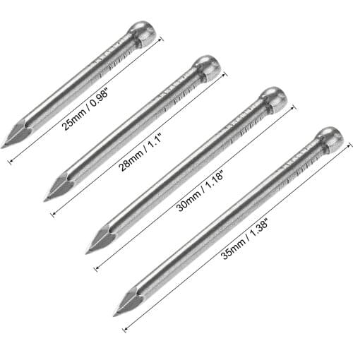 Uxcell Finishing Nails Carbon Steel Nail 25mm/28mm/30mm/35mm Length, Total 220pcs