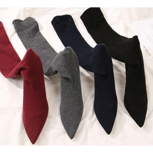 Fashion Spring Autumn Knitting Elastic Stockings Boots Black Grey Red Wine Sock Boots Pointy Toe Over The Knee Sock Boots Women
