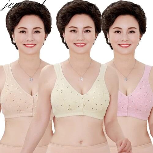 Jerrinut Bras For Women Underwear Push Up Bralette BH Front Button Elderly Seamless Bra Wireless Bra Plus Size Soutien Gorge