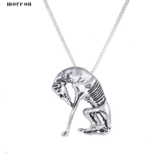 10PCS Antique Silver Thinking Statue Greyhound Necklace Dog Pendant Whippet Necklaces Choker Halloween Gift