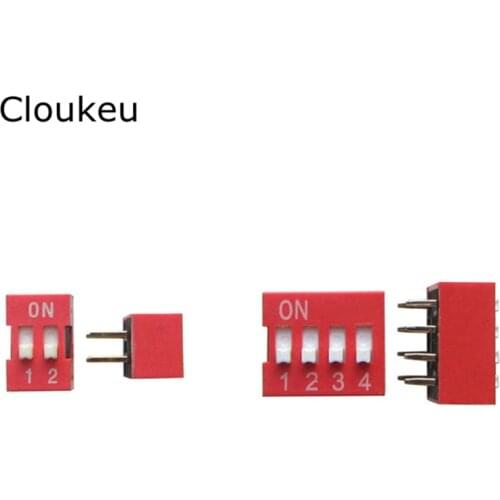 10pcs Dip Switch 2.54mm Toggle Switch Red Snap Switches DS- 1P 2P 3P 4P 5P 6P 7P 8P 9P 10P 12P