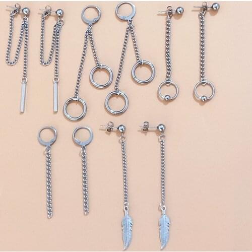 10 pcs/set KPOP BTSARMY Bangtan DNA V Kim Tae Hyung Titanium Stainless steel Tassel Earrings Korean Jewelry For Men and Women