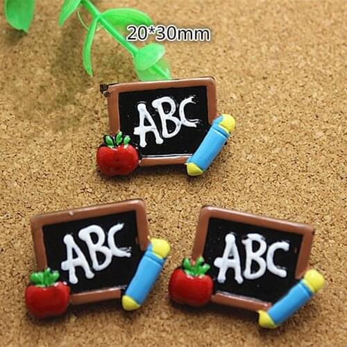 10pcs Student Back-to-School Season Letter ABC on the Blackboard Flatback Cabochon DIY Craft Decoration,20*30mm