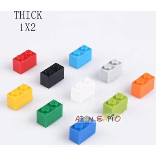 200PCS/lot DIY Building Blocks Thick 1x2Dots Educational Creative Figures Bricks fit lego bricks size Toys for Children
