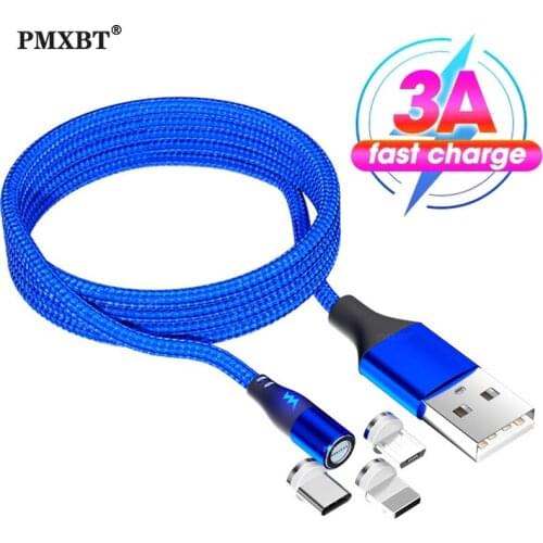 3A LED Magnetic Type C Micro USB Cable Fast Charging Data Cord For iPhone 12 11 Xiaomi Huawei Mobile Phone Quick Charge USB Wire