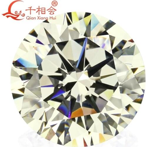 5mm-12mm IJ yellowish white color round shape star cut ubic zirconia loose cz stone