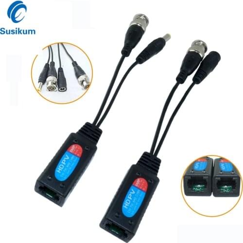 5Pairs BNC TO RJ45 Passive Video Balun Adapter with Power Connector Balun Transceiver For CCTV Cameras