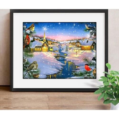 5D Christmas Diamond Painting Winter 5D Diamond Embroidery Cross Stitch Landscape Full Square Drill Picture Of Rhinestone