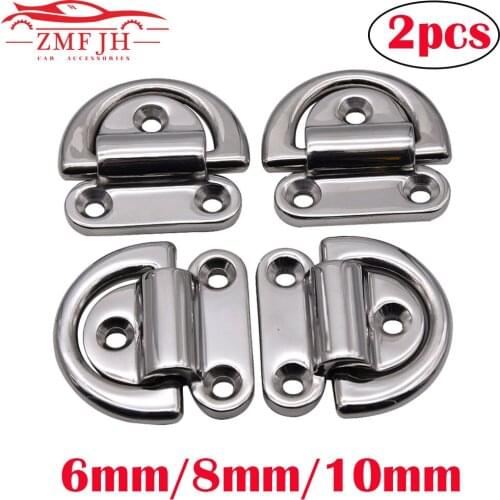 6/8/10MM D ring Deck Folding Pad Eye Lashing Stainless Steel Mirror Polish Marine Grade Tie Down Cleat For Marine Tacht Truck