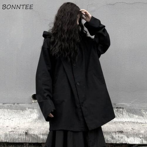 Basic Jackets Women Loose Long Sleeve Streetwear Retro Solid Autumn All-match Chic Harajuku Minimalist BF Style Leisure Fashion