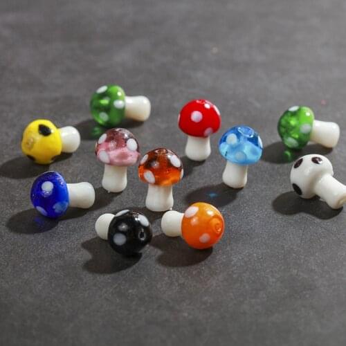 20pcs Mix Color Mushroom Lampwork Beads 12X16mm Loose Spacer Handmade Lampwork Glass Beads DIY Jewelry Accessories Fashion