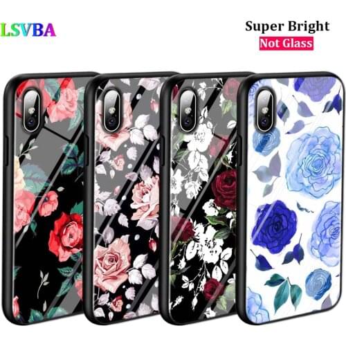 Black Cover Vintage Flowers Floral for iPhone 11 11Pro X XR XS Max for iPhone 8 7 6 6S Plus 5S 5 SE Glossy Phone Case