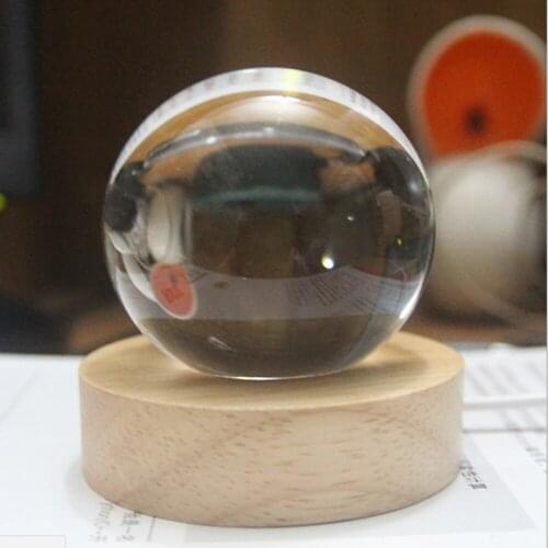 Wooden Craft Gift Crystal Ball Ornament 3D Small Night Lamp Luminous Base With Childrens Night Light Led Outlet Desk Decoration