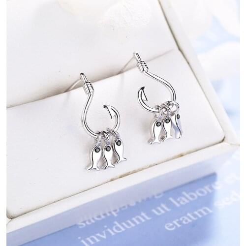Willing To Hook The Fish Will Move The Ear Nails Female Simple Creative Personality Studs Niche Design Diamond Earrings