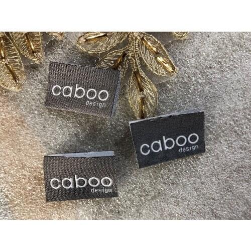 Custom Private Logo Polyester Damask Woven Label Tags For Garment Clothing