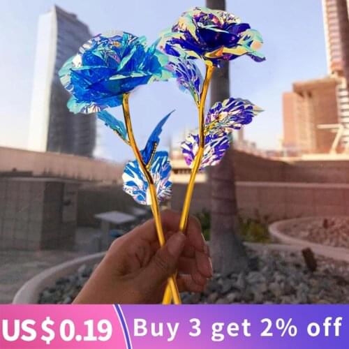 24k Artificial Gold Foil Rose Flower Valentines Day Mothers Day New Year Lasts Forever Rose Flower Gifts Wedding Decorations