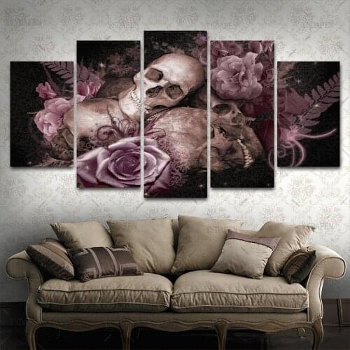 HD Printed 5 Piece Canvas Art Skull Painting Canvas Printing Wall Pictures for Living Room Home Decor Free Shipping HG-284