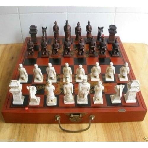 Chinese 32 pieces chess set/box/Xian Terracota Warrior