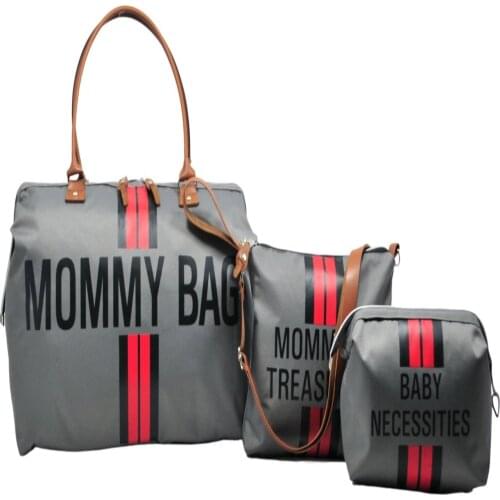 Mommy Bag Design 3 Piece Set Grey - Red Stripe Baby Mommy Baby Care And Women Bag children mini handbag shoulder bag baby bags