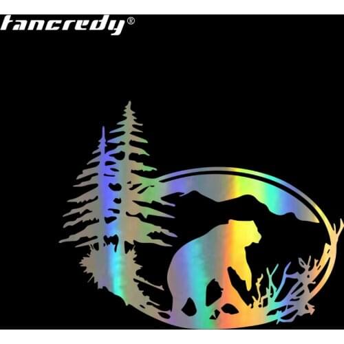 Brown Bear In The Woods Car Styling Bumper Sticker Vinyl Car Window Stickers and Decals For Auto Decoration External Accessories