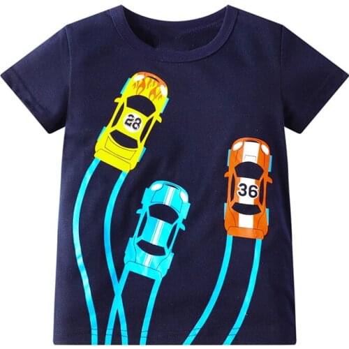 Jumping Meters T-shirt Baby Cotton Summer Clothing Racing Car Fashion Soft Treatment Breathable Clothes 2-7Years